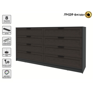 Kомод Тренд КТ-К197 (Антрацит ЛДСП/ Дуб английский ЛМДФ) Ш1965 В1020 Г451 Kомод Тренд КТ-К197 (Антрацит ЛДСП/ Дуб английский ЛМДФ) Ш1965 В1020 Г451